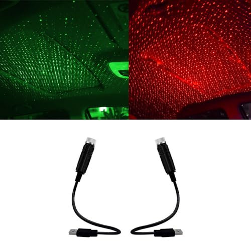yufana Lot de 2 lumières LED USB pour intérieur de voiture, éclairage intérieur de voiture, lumières LED tactiles, adaptées pour éclairage décoratif automobile (rouge + vert)