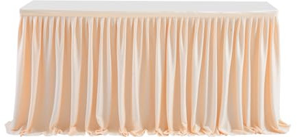 XHDZSW Tischröcke für rechteckige Tische, Polyester Tischrock Plissee Tischdekorationen Party Dekoration Tischröcke für Geburtstagsparty Bankett Konferenztischdecke (Sekt,9ft (78H x 275L cm))