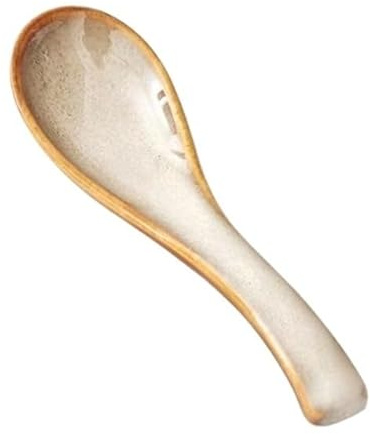 AtZOtOYZJ Keramik Suppe Löffel,Ramen Nudel Suppe Löffel, 5-teiliger Löffel, Geschirr, Ofen, Reislöffel, Suppenlöffel, Breilöffel, Kochlöffel for Zuhause, Esszimmer und Restaurant(Beige)