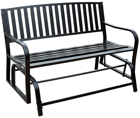 LMXRYPD Schaukelbank für Gartenbank, Gartenbank Wetterfest mit Pulverbeschichteter Rückenlehne und Armlehnen, 2-Personen-Sitzbank, für Garten, Terrasse, Veranda