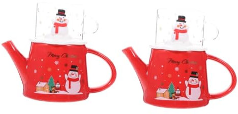 TOPBATHY 2 Set Tazza Bollitore Di Natale dell'ufficio teiera dell'albero di natale Teiera decorativa tazze natalizie tazza natalizia teiera domestica stoviglie per la casa ceramica