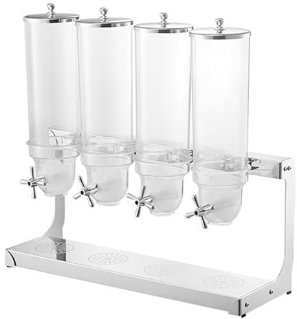 Stainless Steel Cereal Dispenser, 3.5L/7L/10.5L/14L Countertop Dry Food Dispenser Snack Organizer Containers Storage for Oatmeal Nut Granola Candy, Four