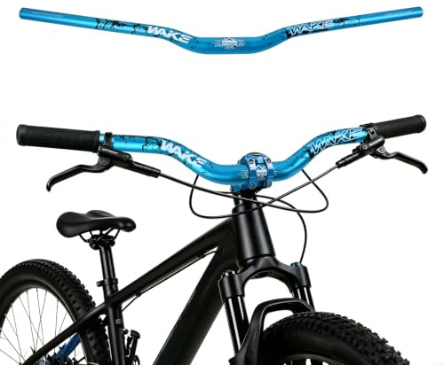 WAKE Cykelstyre 31,8 mm x 720 mm extra lång bredd 30 mm höjd stigare bar aluminiumlegering för cykling MTB mountainbike racercyklar (blå)