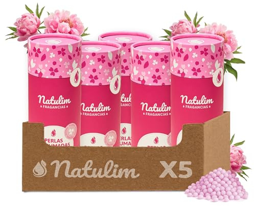 Natulim Perlas Perfumadas - Perlas Aromatizantes para Ropa - Fragancia Duradera - Sin Químicos Nocivos - Apto Pieles Sensibles y todo tipo de Prendas - 150 Lavados – Pack 5 Unidades (Fragancia Floral)