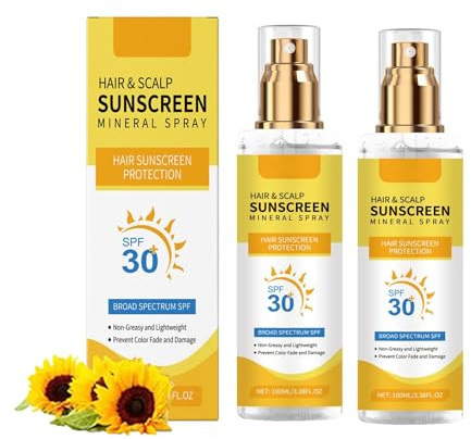 Haar Kopfhaut Sonnenschutz Mineral Spray, Kopfhautschutzspray Sonnenschutz LSF 30+, Haut-Sonnenschutz In ReisegrößE Verhindert Verblassen Und Trockenheit - Leicht Und Nicht Fettend (2)