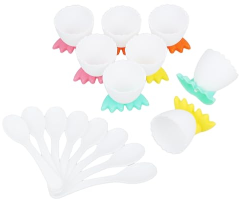 SMASOLO 8 Ensemble Set de Coquetiers Originaux Sûr avec Cuillère Support Œufs Coque Forme de Pied pour Garçon Fille Facile à Nettoyer pour Déjeuner et Brunch