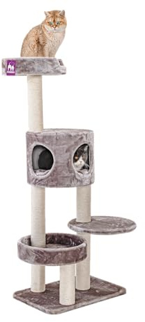 Petrebels Kratzbaum Residence 142 cm hoch, mit Schlafhöhle, Für kleine und mittelgroße Katzen, Farbe Cappuccino