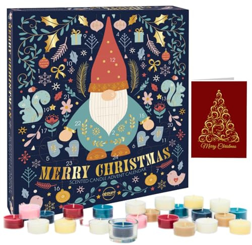 Candle Advent Calendar 2025-23 Tea Light & 1 Votive Candle in 5 Festive Scents - Christmas Gifts for Women & Men, Adult Advent Calendar