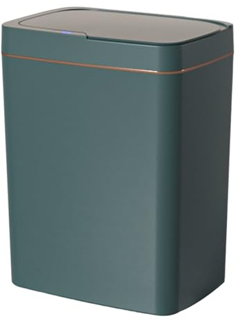 Automatisk Papperskorg med Smart Sensor 15/18L Smart Sensor Papperskorgen Sovrum Kök Sopbehållare Auto Motion Badrum Toalettsoptunna Beröringsfritt Skräp(Charge-green-gold)