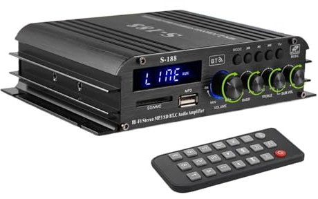 Amplificatore HiFi stereo Bluetooth, amplificatore di potenza, controllo bassi e acuti, lettore musicale, altoparlante audio da 90 W Compatto e intelligente