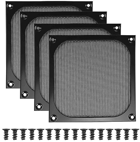 Rastapulz 140 mm stationär dator chassi fläkt, filtergaller, dammskydd med skruvar, aluminiumram, 4-pack
