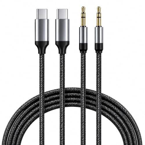 PaYuanRaoTi 2PCS Câble USB C vers 3,5mm Jack 1M, Pour Connexion Son Universelle, Adaptateur Usb C Jack Avec Prise Audio Pour Voiture Haut Parleur Et Casque Usage Quotidien