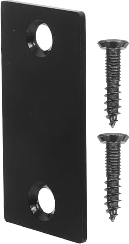Operitacx Plaque de Réparation pour Trou de Porte en Acier Inoxydable, Kit 1 Pièce avec 2 Vis Longues, Plaque de Gâche Noire B5 Angle Droit, Renforcement Serrure pour Portes Intérieures