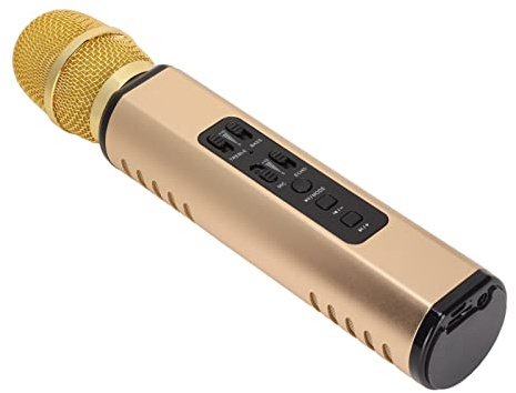 RASTKY Altoparlante Microfono per Canto K6, Modulo Integrato di Alta qualità, Microfono Wireless per Karaoke Facile da Usare per App di Canto, per Feste Ed Eventi (GOLD)