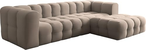 WFL GROUP Ecksofa Wohnlandschaft in L-Form Rechts – Groß XXL Loungesofa 290 × 193 × 75 cm für 5-6 Personen – Skandi-Design, Freistehend – Taupe, Beige-Grau Samt
