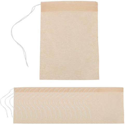 100 Pcs Empty Tea Bags with Drawstring, 7 × 9 cm Disposable Filter Paper Tea Filter Bags for Loose Leaf Tea, Herbs, Coffee, Spices – Natural Unbleached Tea Infuser Bags
