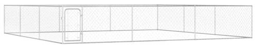 Ziaphsol utomhus hundkennel av galvaniserat stål 6 x 6 x 1 m, hundpip med nätnät, sidoväggar, vingdörr och säkringsbult, för trädgård, gård och terrass