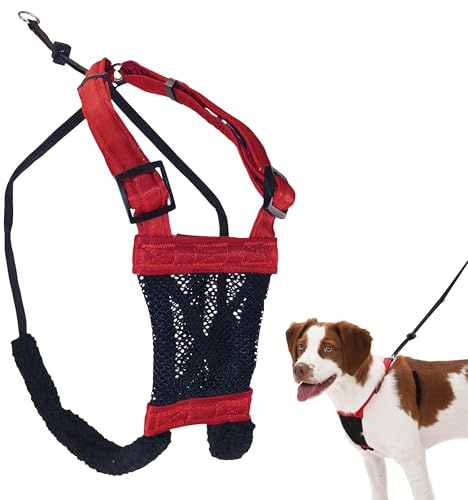 Sporn No Pull Dog Harness, Durable Nylon Mesh Harness for Medium Dogs, No Choke Design, Padded Restraint Sleeves, Adjustable Fit, Easy On/Off, Ideal for Medium Breeds, Red