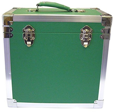 Steepletone - Caja de DJ para LPs y discos de vinilo, 30 x 30 x 20 cm, color verde