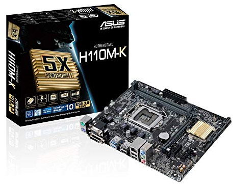 Asus H110M-K Mainboard (Sockel 1151, ATX, Intel H110, 2x DDR4-Speicher, USB 3.0, 4 x SATA 6Gb/s port)