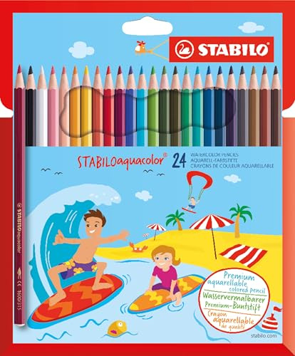 STABILO - Aquarell-Buntstift - STABILOaquacolor | 24er Pack, Hartung