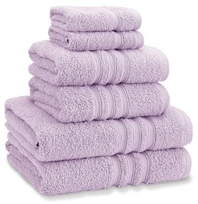 Catherine Lansfield Zero Twist Cotton 6 Piece Towel Bale Set Lilac