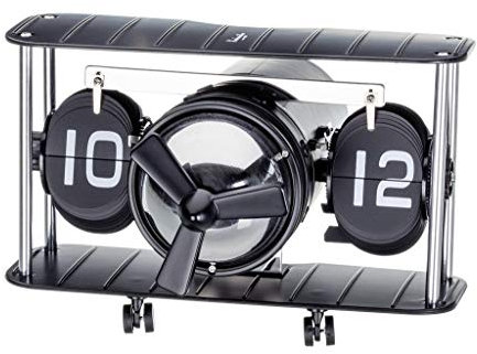 Eichmüller since 1950 Deko Flip Uhr - Flieger Design - Schwarz/Silber - Tischuhr