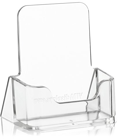 50 Stück VITAdisplays Visitenkartenhalter, Visitenkartenständer, Visitenkarten-Aufsteller, Hochformat, transparent