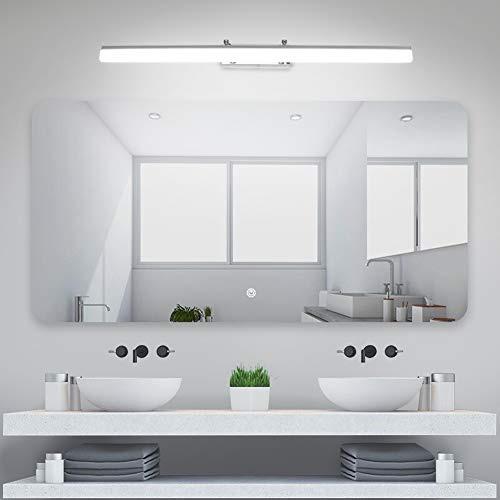 Klighten Lampada da Specchio a LED per Bagno18W 1170LM Bianco freddo 5500K Lampada da parete IP44 Lampada Specchio Bagno acciaio inox 80CM