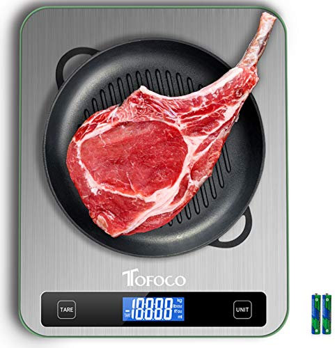 Balance de cuisine numérique 20 kg - Balance de cuisine électronique avec surface de pesée extra large - Balance alimentaire de haute précision avec grand écran LCD
