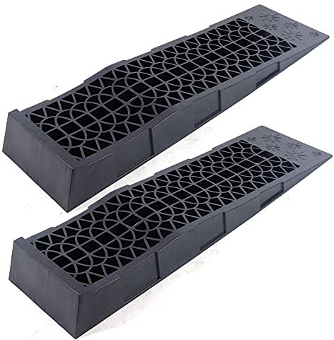 Rampas de carga para coche, cuñas para autocaravana, plástico, color negro, capacidad de carga 3T, altura 8 cm, 2 piezas