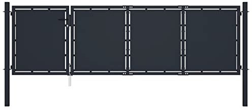 vidaXL Portail de Jardin Portail de Clôture Portillon de Jardin Porte de Terrasse Portillon de Terrasse Extérieur Acier 350x75 cm Anthracite