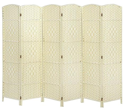 Panana 6 Panel Folding Room Divider Freestanding Screen Privacy Hand Made Wall Divider (Beige, 6 Panel)