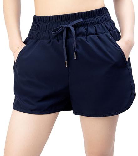 Kefiyis Badeshorts Damen Schnell Trocknend Badehose Damen UV Schutz Schwimmshorts Elastisch Hohe Taille Boardshorts mit Taschen