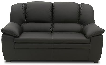 DOMO. collection Divano Ambato in pelle a 2 posti dal design classico, 2 divani in similpelle, 159 x 92 x 88 cm (larghezza x profondità x altezza), nero