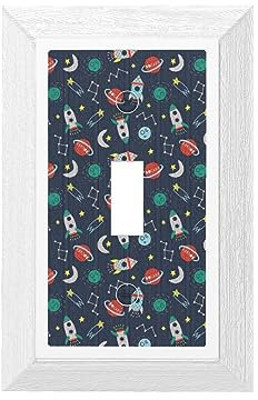 Toggle Wall Plate,Wood Grain Duplex Wall Plates for Electrical Outlets,Light Switch Cover Plate,rocket clipart space ship Switch Wall Plate/Switch Plate 4.9 X 3.15