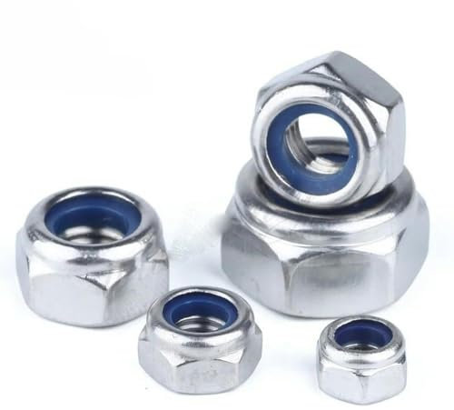 2/5/20/50 Stück DIN985 M2 M2,5 M3 M4 M5 M6 M8 304 Edelstahl Nylon selbstsichernde Sechskantmuttern Kontermutter Slip Lock Nut-M2-50 Stück