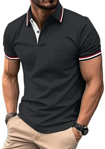 zitysport Poloshirt Herren Kurzarm mit Brusttasche Polo | Polohemd Herren Kurzarm Atmungsaktives Golf Polo Shirt Männer Sommer Shirts Sport Basic Slim Fit Tshirt