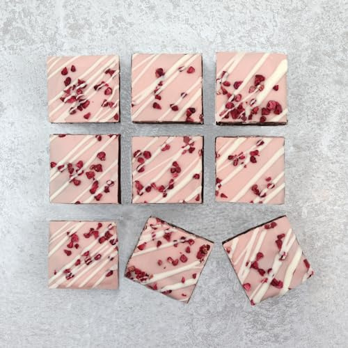 Raspberry Delight Brownies | Irresistibly Tasty Letterbox Friendly | White Chocolate Topped Brownies | Perfect For Birthdays, Celebrations Or Any Event