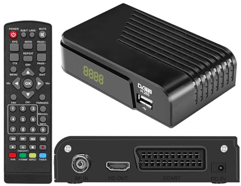 TDT HD Español Nuevo 2025- Decodificador TDT HD DVB-T2 H265 HEVC Full HD PVR, USB, SCART, TDT HD HDMI, Sintonizador de televisión Digital Terrestre, Receptor Digital de Alta definición Full HD 1080p