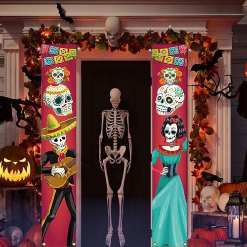 Halloween Banner Décoration,Halloween Porche Signe,Banniè Re Suspendue de Décoration Porte D'Halloween,Festival Décor Bannière,Distiques D'Halloween Pour Intérieur Extérieur Jardin Du Bureau Domicile