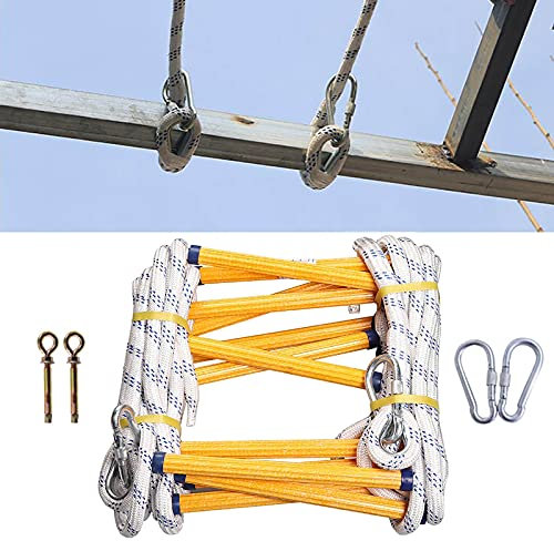 PNAJFUEL Sicherheitsleiter Für Zuhause, Not-Feuerleiter, Strickleiter, Fensterleiter, Feuerleiter Mit Karabinern, Tragbare Weiche Strickleiter/20M/65.6Ft