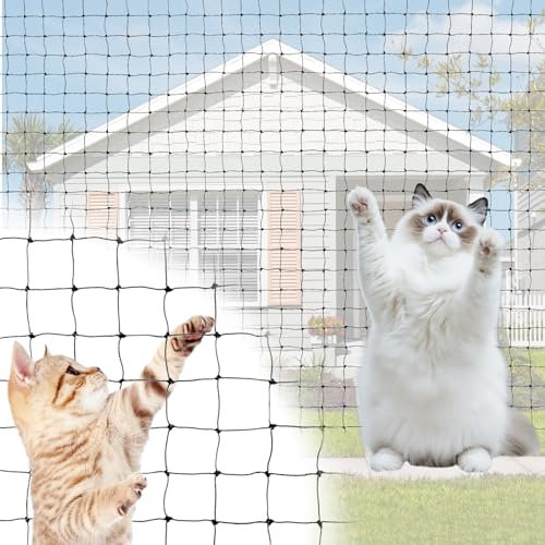 QWORK® Katzennetz Balkon, 10x3m Katzennetz Drahtverstärkt, Katzennetz für Balkon mit Befestigungsseil und Zubehör