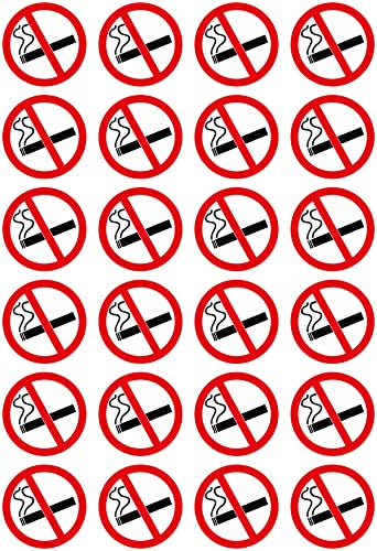 Daged 24 Stück Rauchen Verboten Aufkleber 40mm Vinyl Selbstklebende Karte Sticker TK 08