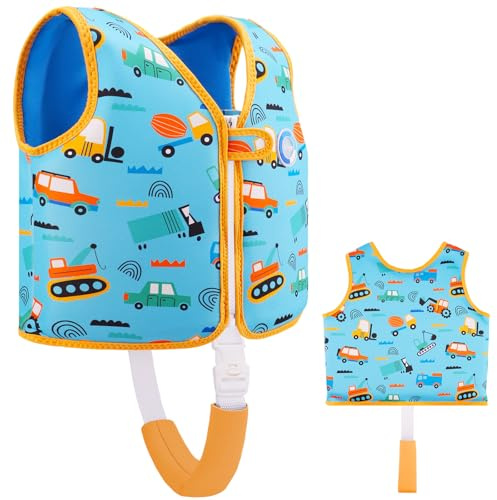 Chaleco de natación OSHYLE para niños pequeños, Chaleco Flotante con Correa de Seguridad, Ayuda a la flotabilidad (E-Vehicles, M(3-6))