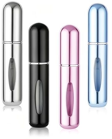 LOMSUXA 4PCS 5ml atomizador de perfume rellenable, mini botella de spray portátil, atomizador de colonia rellenable, perfume en miniatura sin fugas, botella Ideal para fiestas, viajes