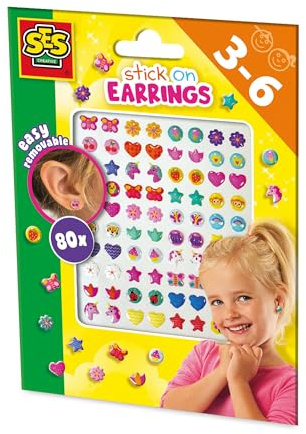 Ses Creative Boucles d'oreilles Autocollantes | Création de Bijoux | 80 Autocollants | Motifs Joyeux | pour Les Filles | Plusieurs Couleurs | 80 Boucles d'oreilles Autocollantes