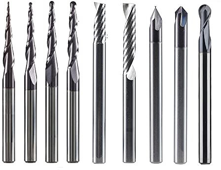 CNC Tonas de grabado de carburo sólido Fresco Cortador de madera Conjunto de carpintería de 4 mm Brocas de enrutador de vástago for tallar herramientas de madera(4mm set-9pcs)