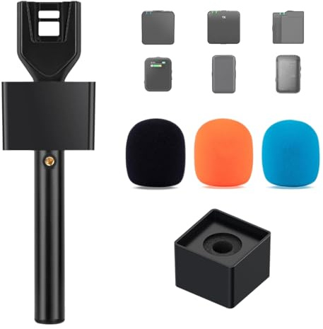 CaTeFo Mikrofonadapter für DJI und Mini Rode Mikrofonständer Interview-Mikrofonständer mit 1/4 Schraube Schaum und Mikrofonflagge für Vlog