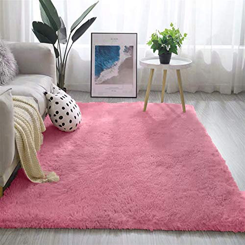 AOFCESQY Moderner kuscheliger, weicher, Flauschiger Teppich - Hochflor Teppich wohnzimmerteppich Langflor - Läufer für Wohnzimmer, Flur, Schlafzimmer,Dark pink,120 * 160cm